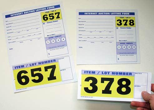 Pre-Numbered Internet Auction Lotting Form (100/pack) Choose sequence
