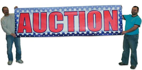 Red, White & Blue “Auction” Banners (3 foot by Several options)