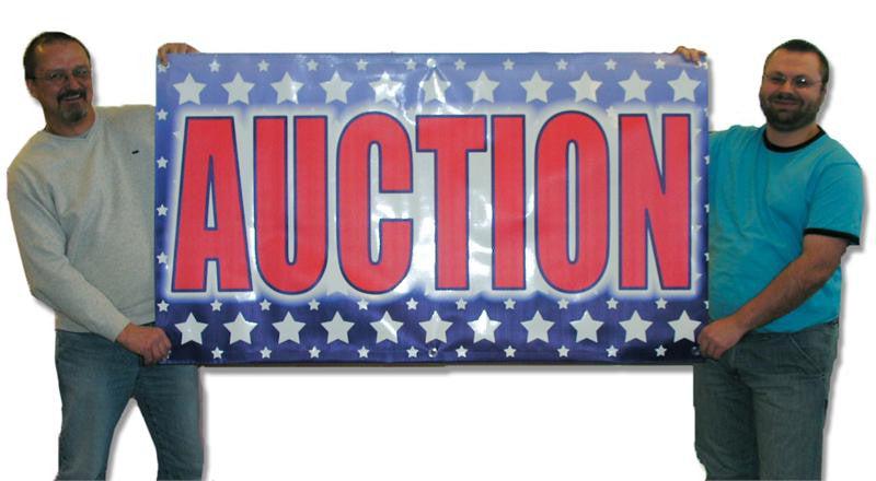 Red, White & Blue “Auction” Banners (3 foot by Several options)