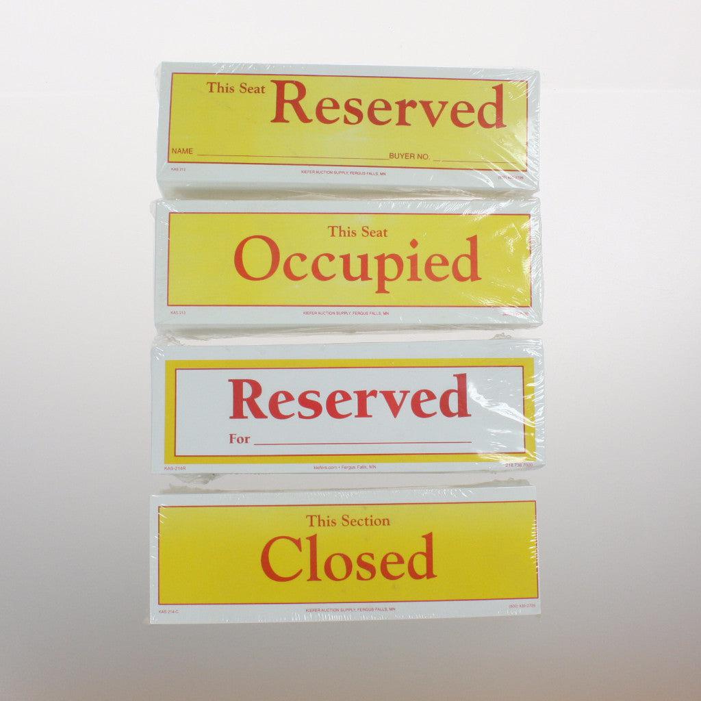 Reserved Seating/Closed Section Cards (200/pack) 4 options