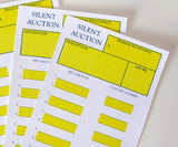 Silent Auction Cards (Size is 5-1/2" x 8-1/2") Two Color.