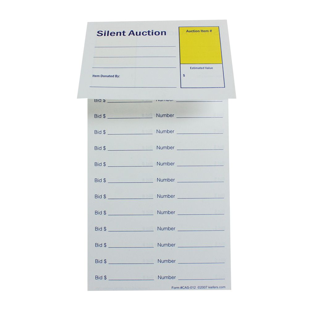 Silent Auction Item Bidding Slip ( Size is 4-1/4" x 8-1/2")