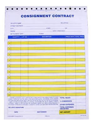 2-Part Consignment Form | Basic Consignment Contract