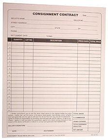 Consignment Container Form Standard Consignment Form (50/Pad)