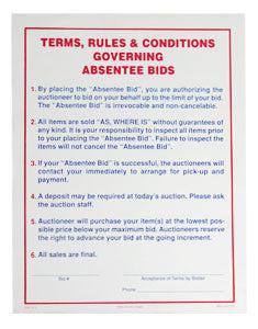 Terms & Conditions Form (50/pad)