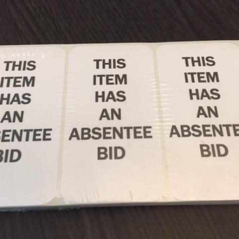 This Item Has An Absentee Bid Stickers (250/Pack)