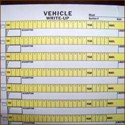 Vehicle Write-Up Form, 1 or 2 Part (100/Pack)