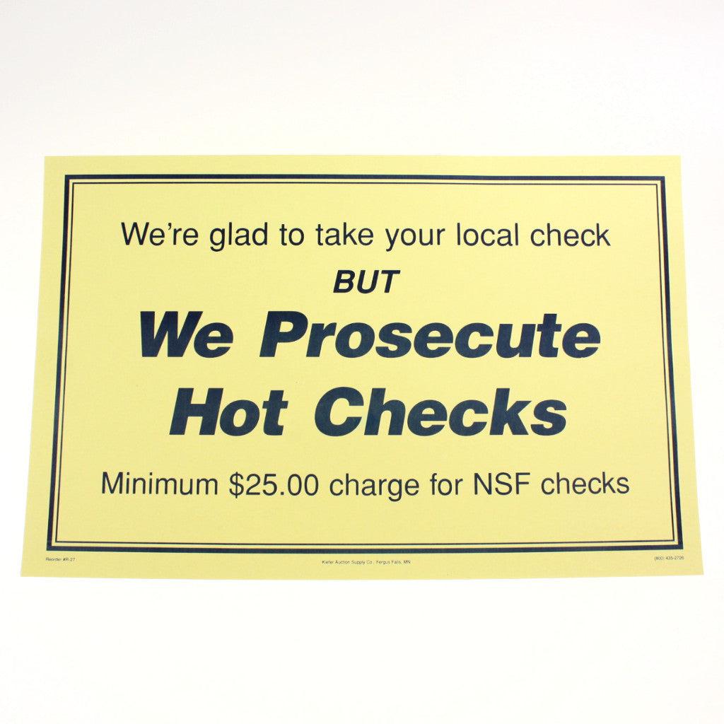 We Prosecute Hot Checks 11 x 17 Laminated Sign