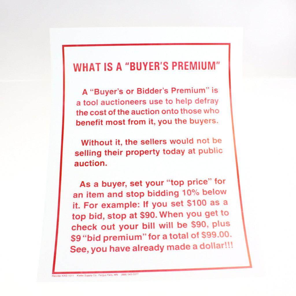 What Is A Buyer's Premium? 18x24 Laminated Sign