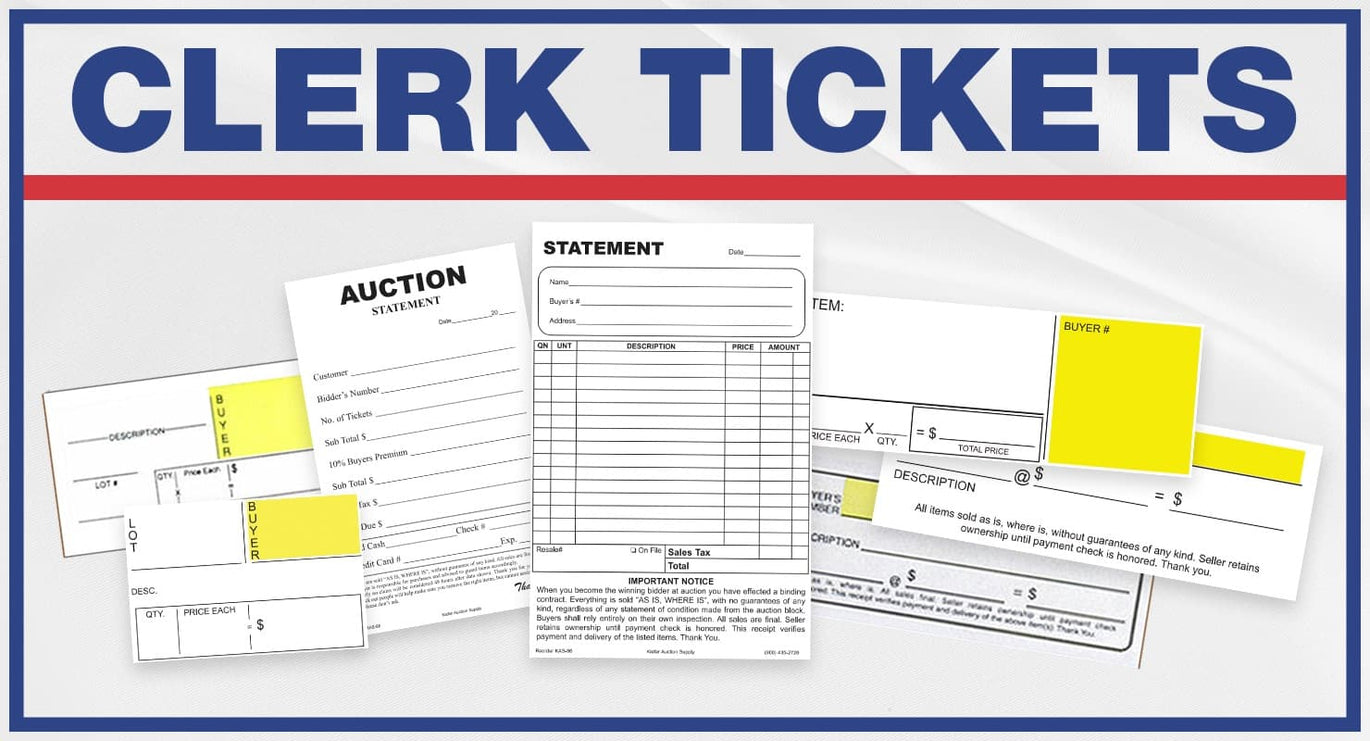 Auction Supplies Clerking Tickets