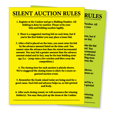 Silent Auction Rule Sheet