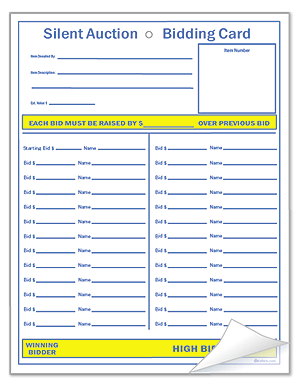 Silent Auction Bidder & Item Card
